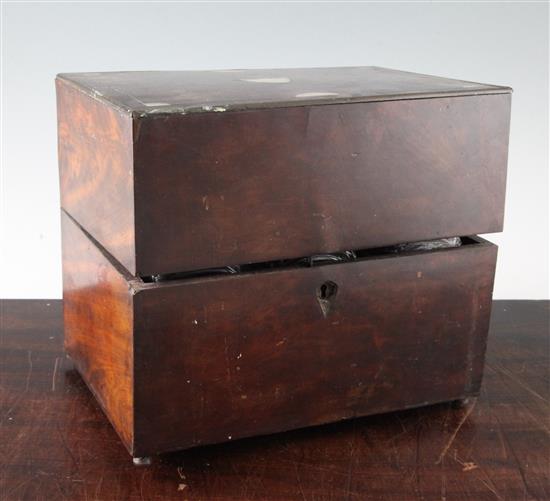 A Regency inlaid mahogany decanter box, W.11.5in. H.10in.